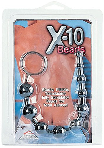 X 10 Beads Graduated Anal Beads 11 Inch Black